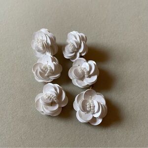 J. Crew White Floral Statement Earrings